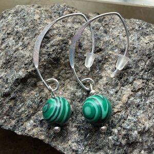 Elegant Silver and Green Earrings